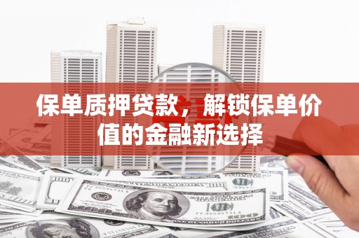 保税区保单质押贷款，解锁保单价值的金融新选择