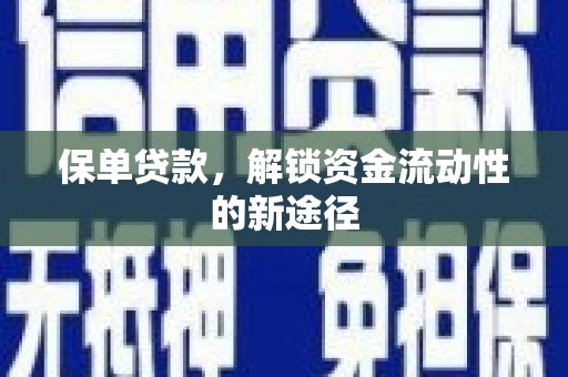 保税区保单贷款，解锁资金流动性的新途径