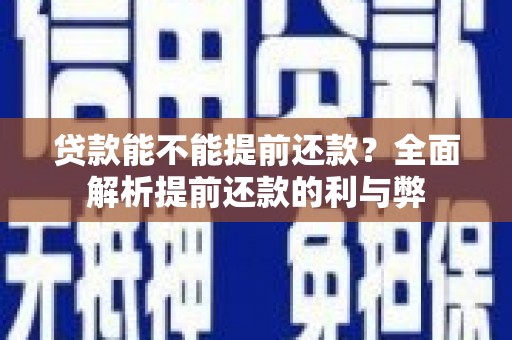 保税区贷款能不能提前还款？全面解析提前还款的利与弊
