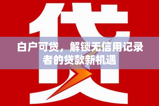 保税区白户可贷，解锁无信用记录者的贷款新机遇