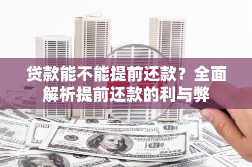 保税区贷款能不能提前还款？全面解析提前还款的利与弊