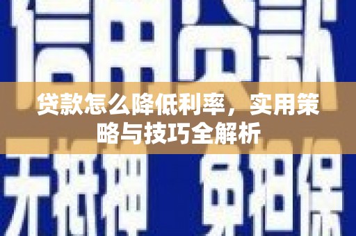 保税区贷款怎么降低利率，实用策略与技巧全解析