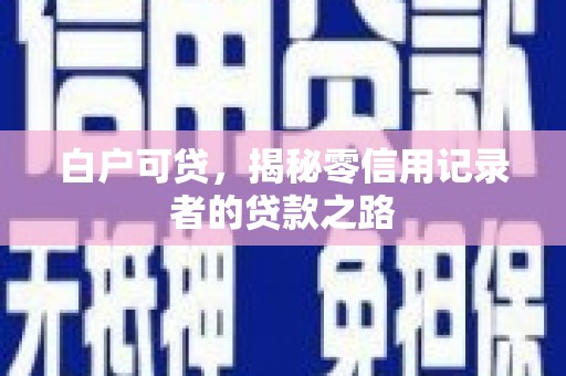 保税区白户可贷，揭秘零信用记录者的贷款之路